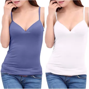 2 Pc Tank Tops for Women Casual Lightweight Going Out Crop Tops V Neck Tight Fit Breathable Quick Dry Comfy Tanks