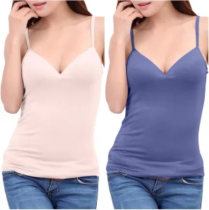 2 Pc Tank Tops for Women Casual Lightweight Going Out Crop Tops V Neck Tight Fit Breathable Quick Dry Comfy Tanks