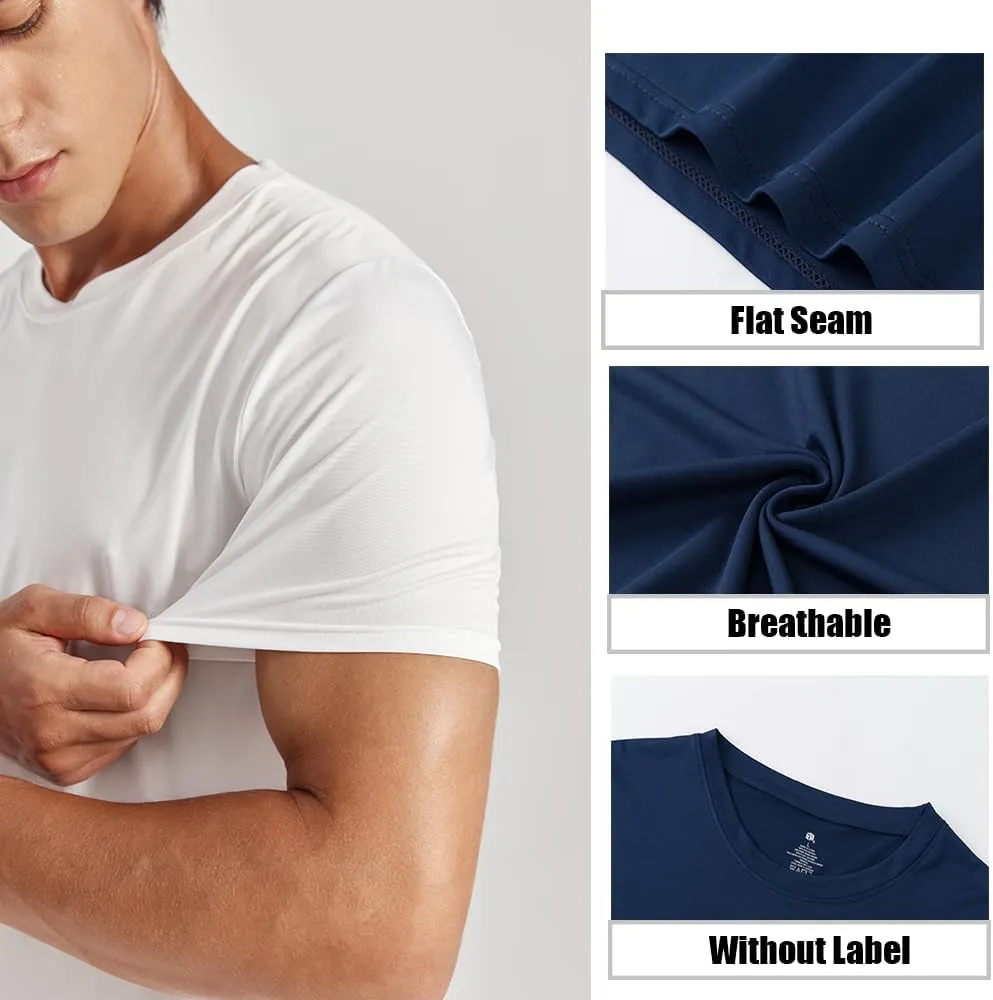3-Pack Men's Performance Short Sleeve Crew Neck T-Shirts - Quick-Dry Athletic Running and Workout Tops