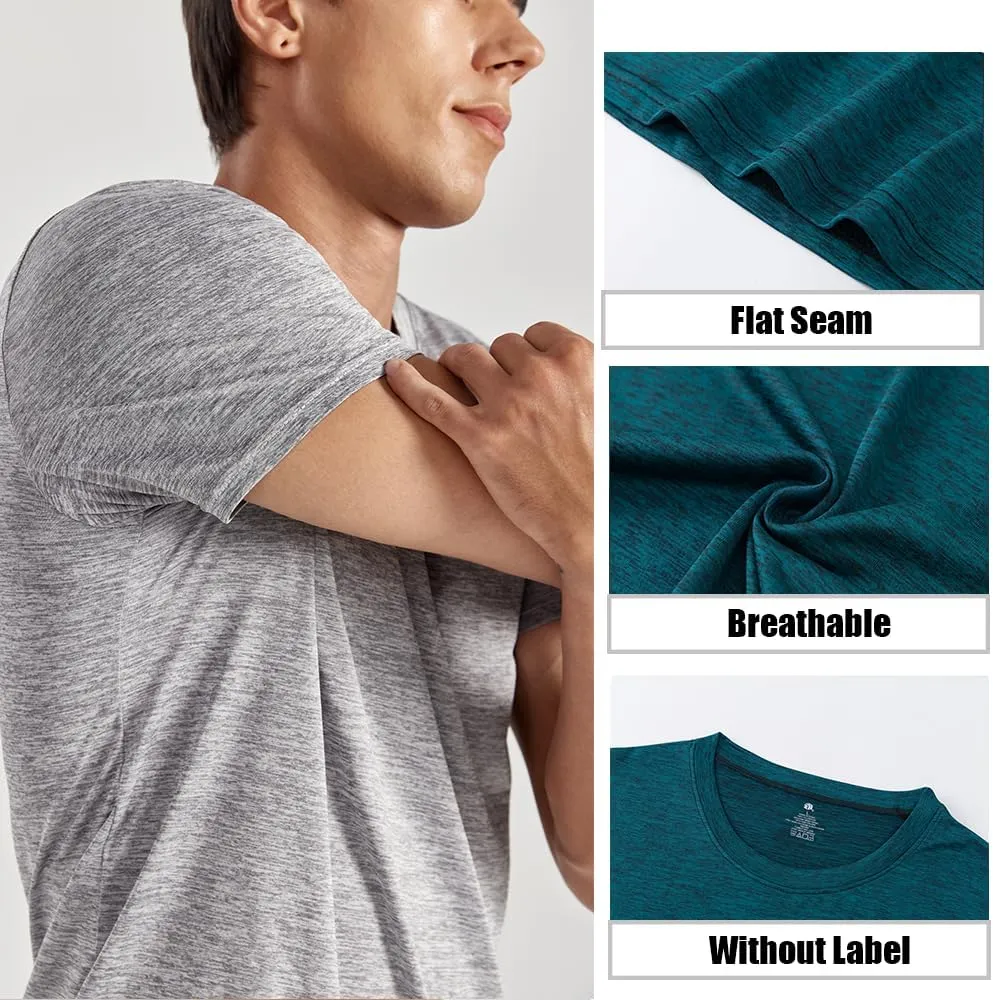 3-Pack Men's Performance Short Sleeve Crew Neck T-Shirts - Quick-Dry Athletic Running and Workout Tops