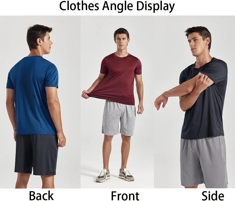 3-Pack Men's Performance Short Sleeve Crew Neck T-Shirts - Quick-Dry Athletic Running and Workout Tops