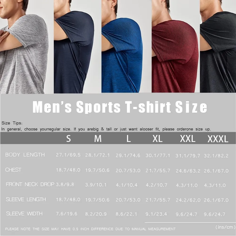 3-Pack Men's Performance Short Sleeve Crew Neck T-Shirts - Quick-Dry Athletic Running and Workout Tops