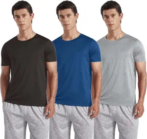 3-Pack Men's Performance Short Sleeve Crew Neck T-Shirts - Quick-Dry Athletic Running and Workout Tops