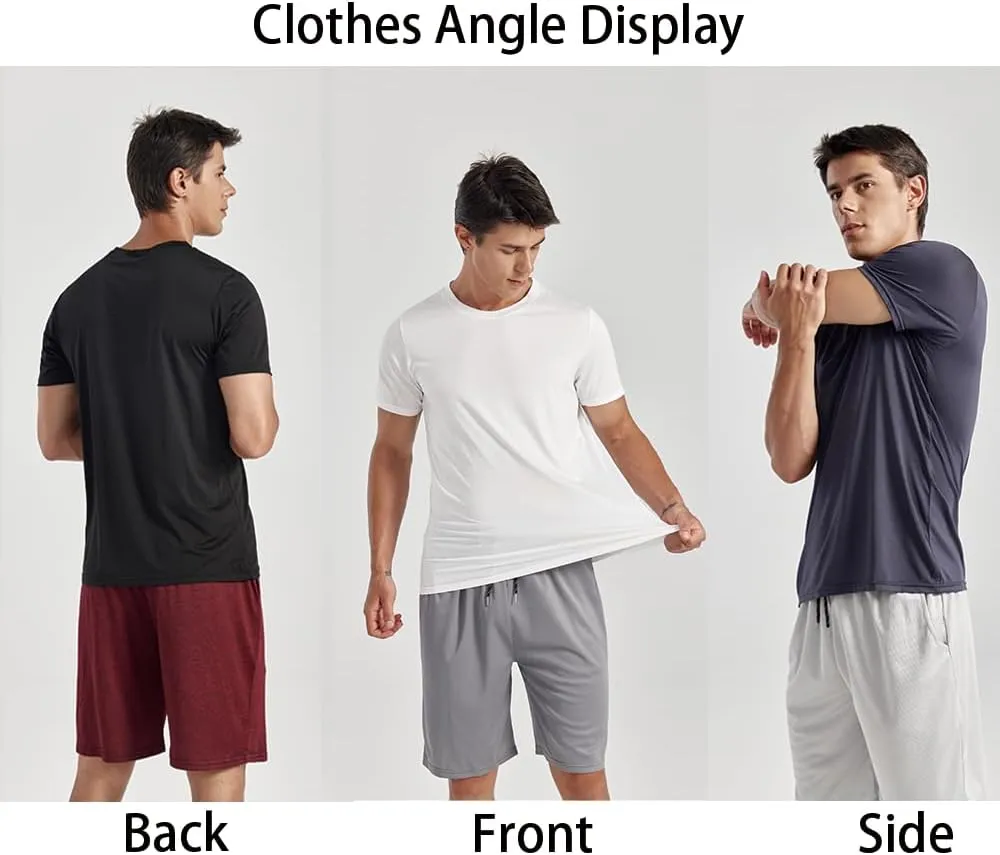 3-Pack Men's Performance Short Sleeve Crew Neck T-Shirts - Quick-Dry Athletic Running and Workout Tops