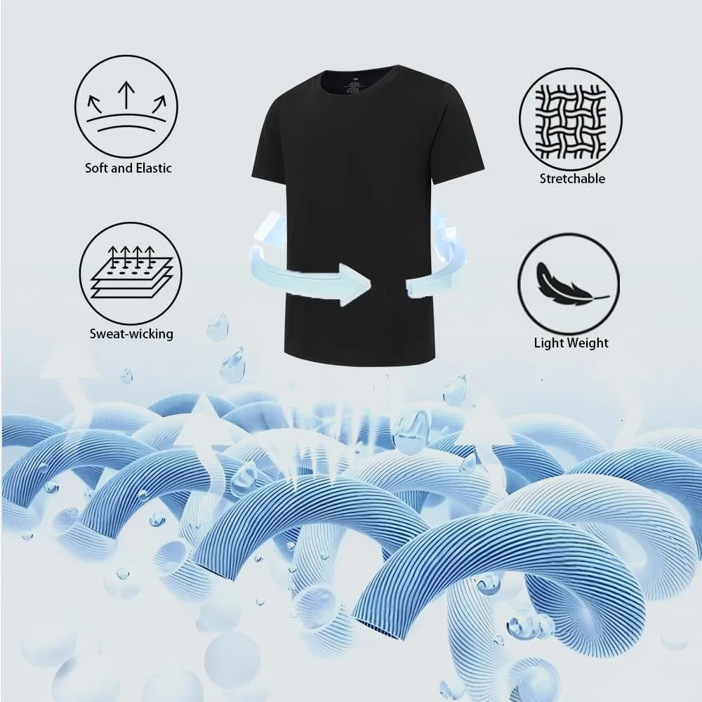 3-Pack Men's Performance Short Sleeve Crew Neck T-Shirts - Quick-Dry Athletic Running and Workout Tops