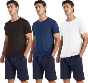 3-Pack Men's Performance Short Sleeve Crew Neck T-Shirts - Quick-Dry Athletic Running and Workout Tops