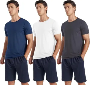 3-Pack Men's Performance Short Sleeve Crew Neck T-Shirts - Quick-Dry Athletic Running and Workout Tops