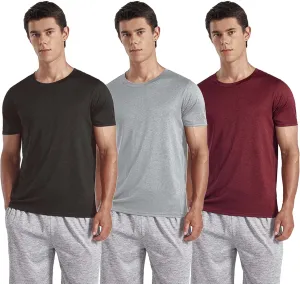 3-Pack Men's Performance Short Sleeve Crew Neck T-Shirts - Quick-Dry Athletic Running and Workout Tops
