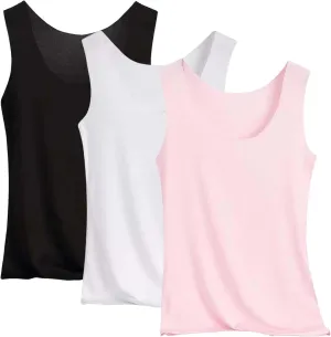 3PCS Women's Workout Tank Tops in Ice Silk Quick Dry Sleeveless Basic Undershirt Casual Workout Scoop Neck Outfits