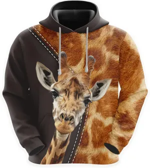 African Giraffe Hoodies For Men, 3D Crewneck Animal Graphic Hoodies Fleece Pullover Hooded Mens Sweatshirt Pockets