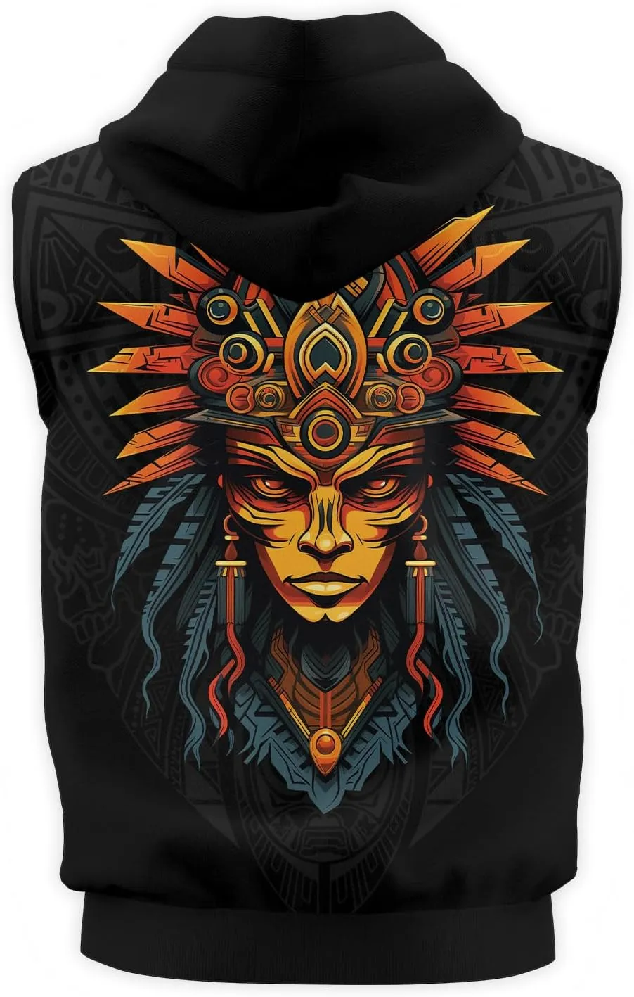 Aztec Sleeveless Hoodies for Men Gym Training Workout Hooded Tank Top Muscle Hoodies for Men