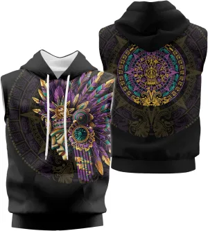 Aztec Sleeveless Hoodies for Men Gym Training Workout Hooded Tank Top Muscle Hoodies for Men