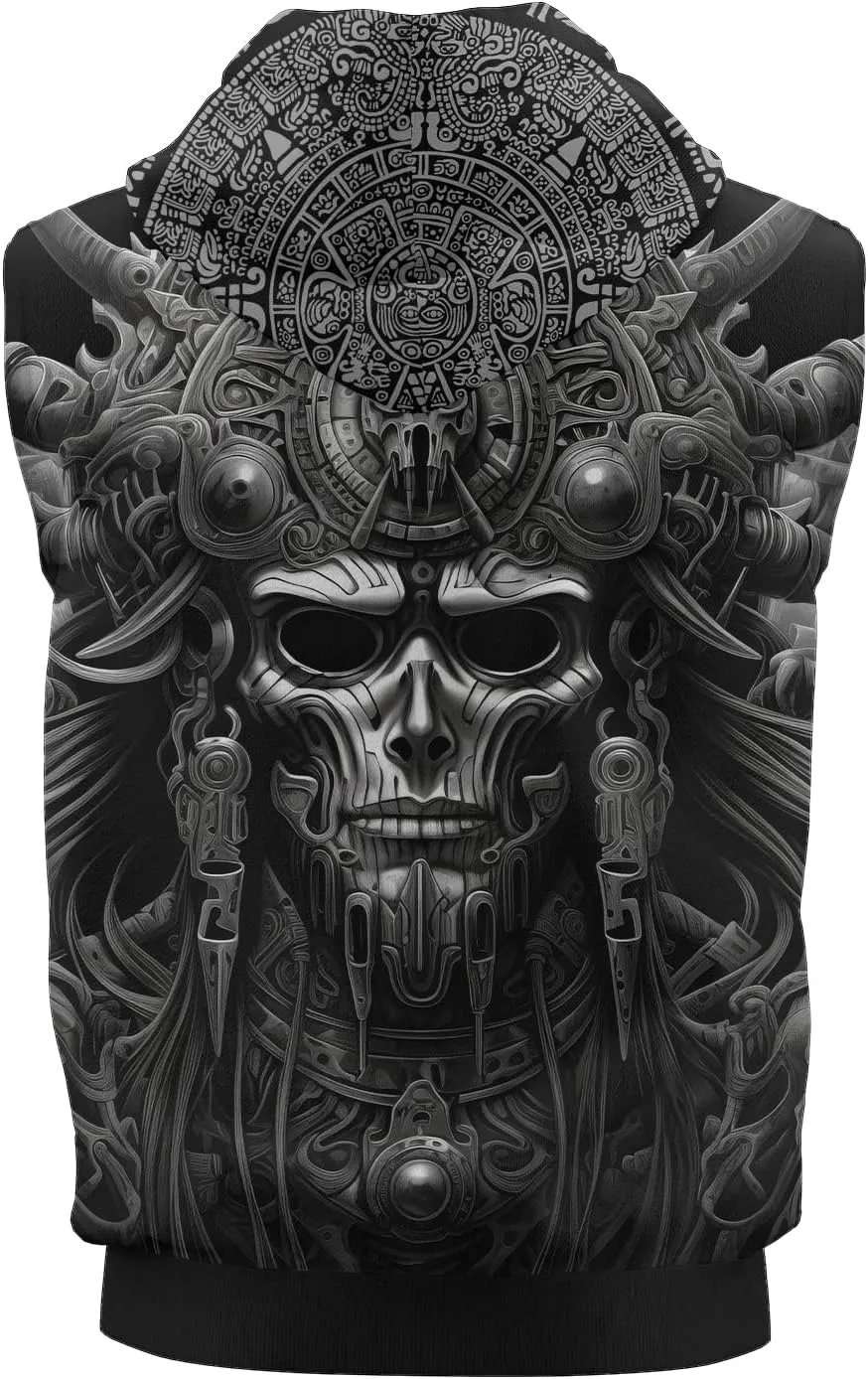 Aztec Sleeveless Hoodies for Men Gym Training Workout Hooded Tank Top Muscle Hoodies for Men