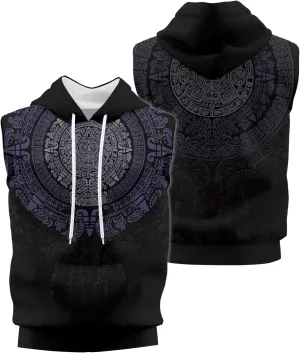 Aztec Sleeveless Hoodies for Men Gym Training Workout Hooded Tank Top Muscle Hoodies for Men