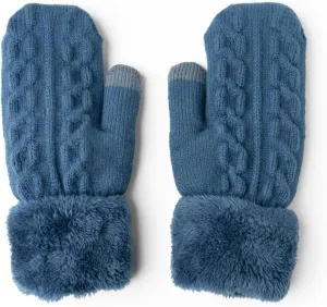 Britt's Knits Warm Knit Mittens with Plush Lining and Texting Fingertip for Women One Size