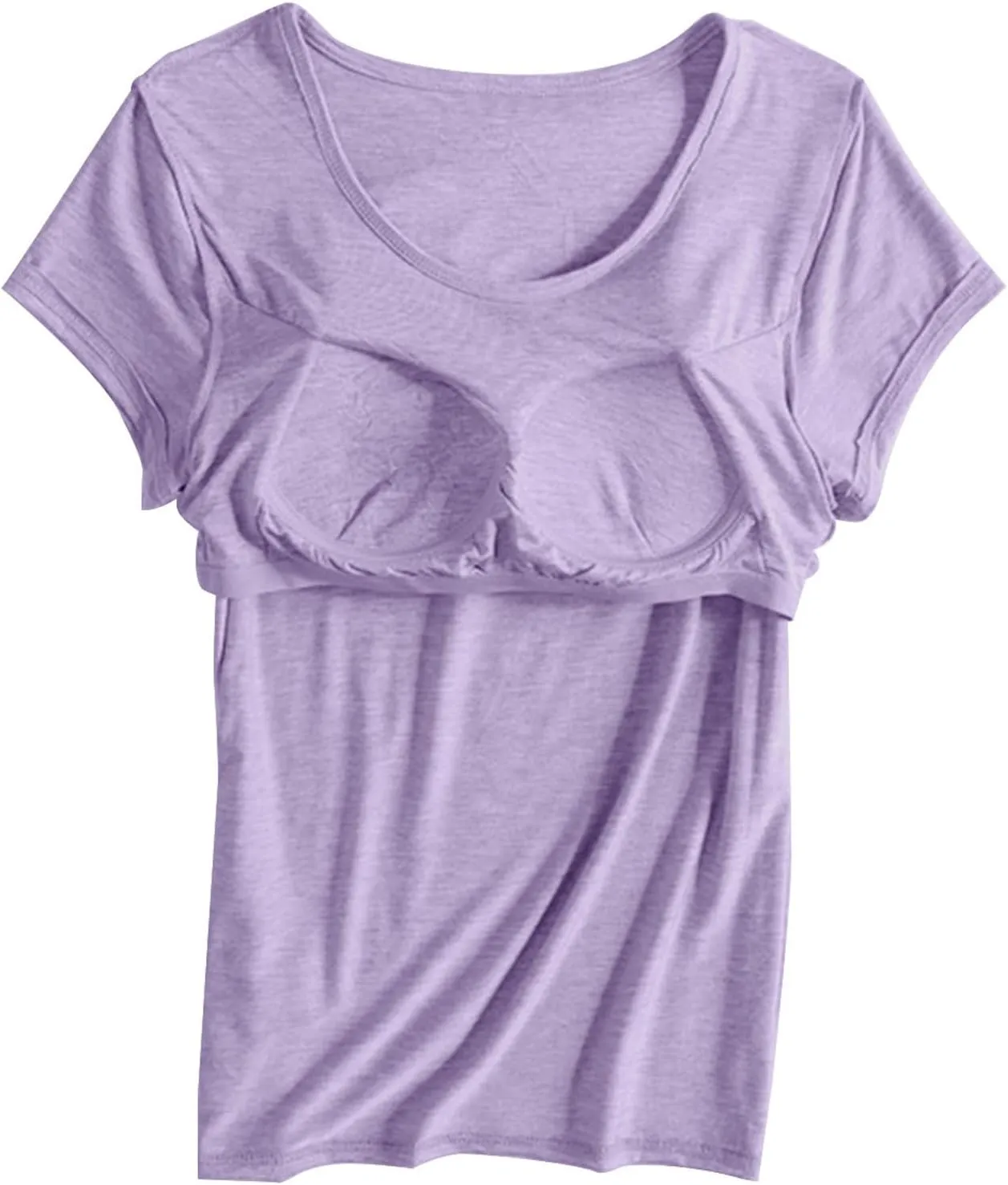 Cap Sleeve Tank Tops Women Trending Classic Solid Color Padded Crewneck Basic Going Outdoor Hiking T-Shirts