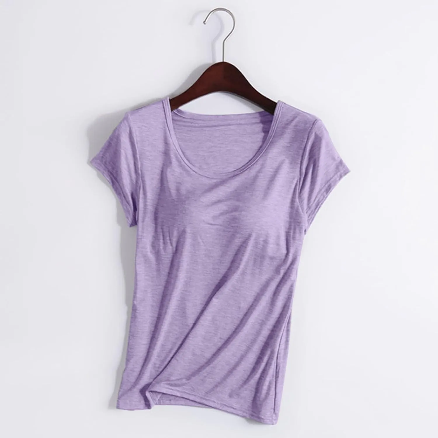 Cap Sleeve Tank Tops Women Trending Classic Solid Color Padded Crewneck Basic Going Outdoor Hiking T-Shirts