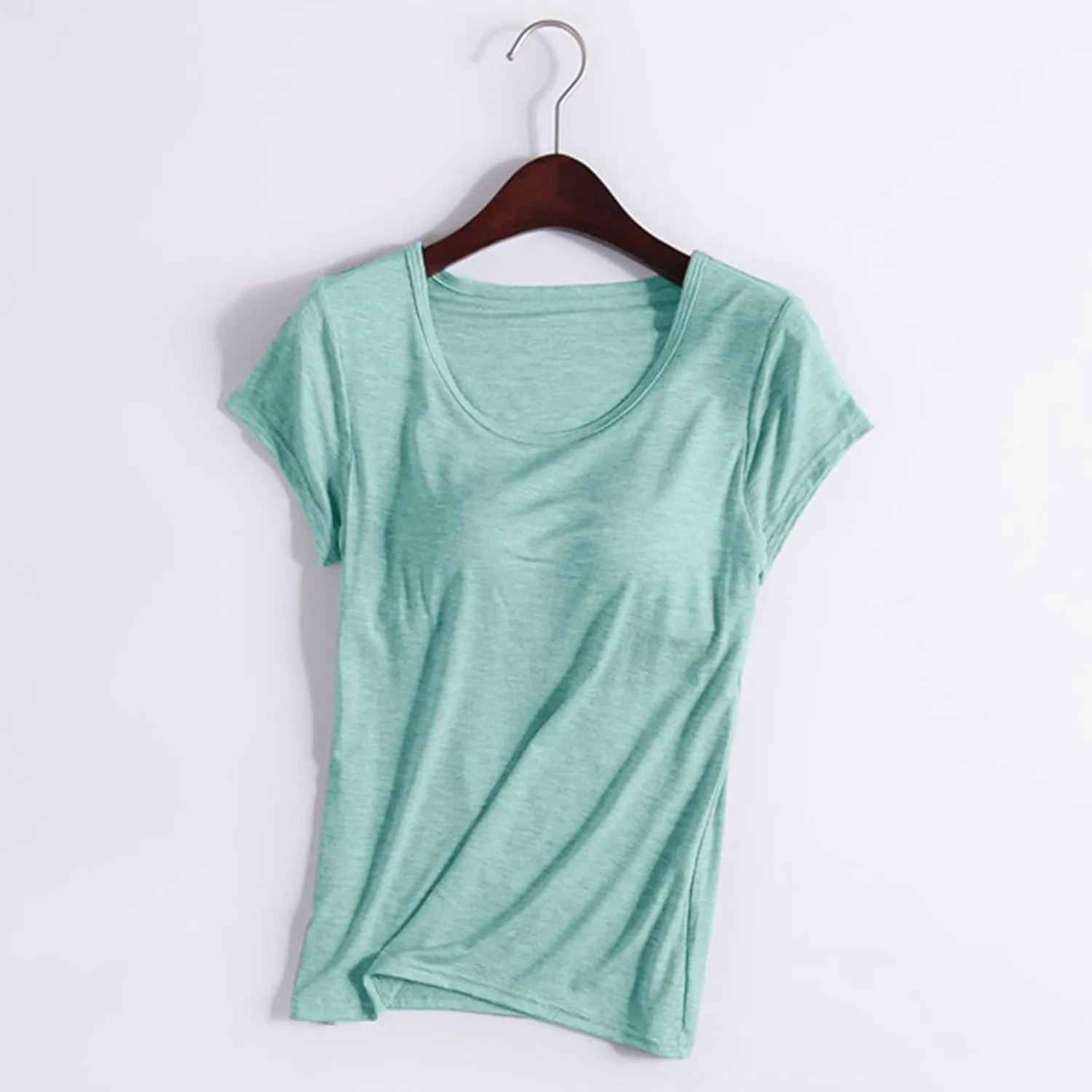 Cap Sleeve Tank Tops Women Trending Classic Solid Color Padded Crewneck Basic Going Outdoor Hiking T-Shirts