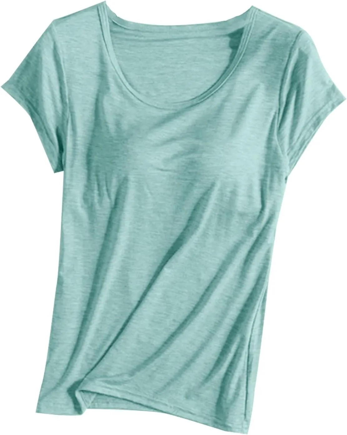 Cap Sleeve Tank Tops Women Trending Classic Solid Color Padded Crewneck Basic Going Outdoor Hiking T-Shirts