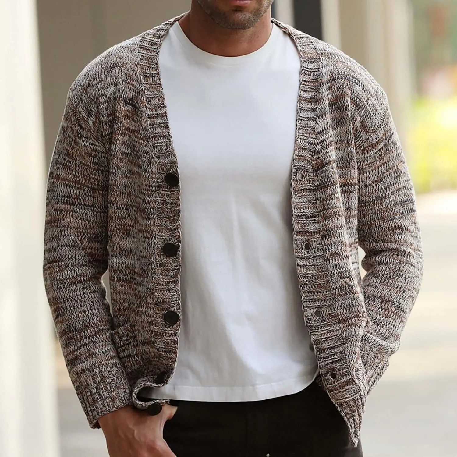 Cardigan Sweaters for Men Button Down Knit Sweater Open Front Cardigan Casual Sweater Jacket Warm Winter Outfits