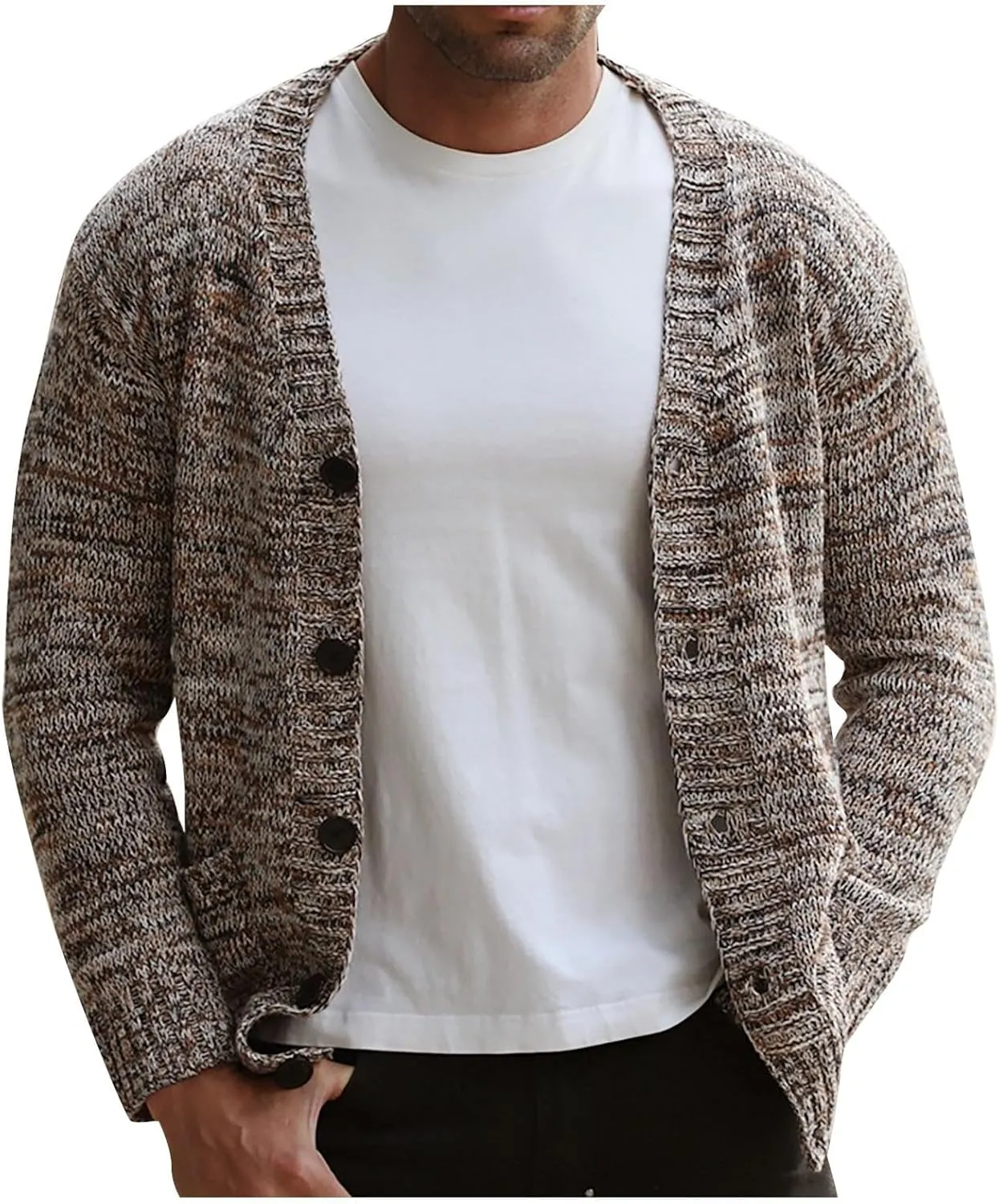 Cardigan Sweaters for Men Button Down Knit Sweater Open Front Cardigan Casual Sweater Jacket Warm Winter Outfits