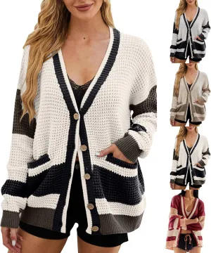 Cardigan Sweaters for Women Lightweight Button Down Cardigan Sweaters Long Sleeve V Neck Knit Tops with Pockets