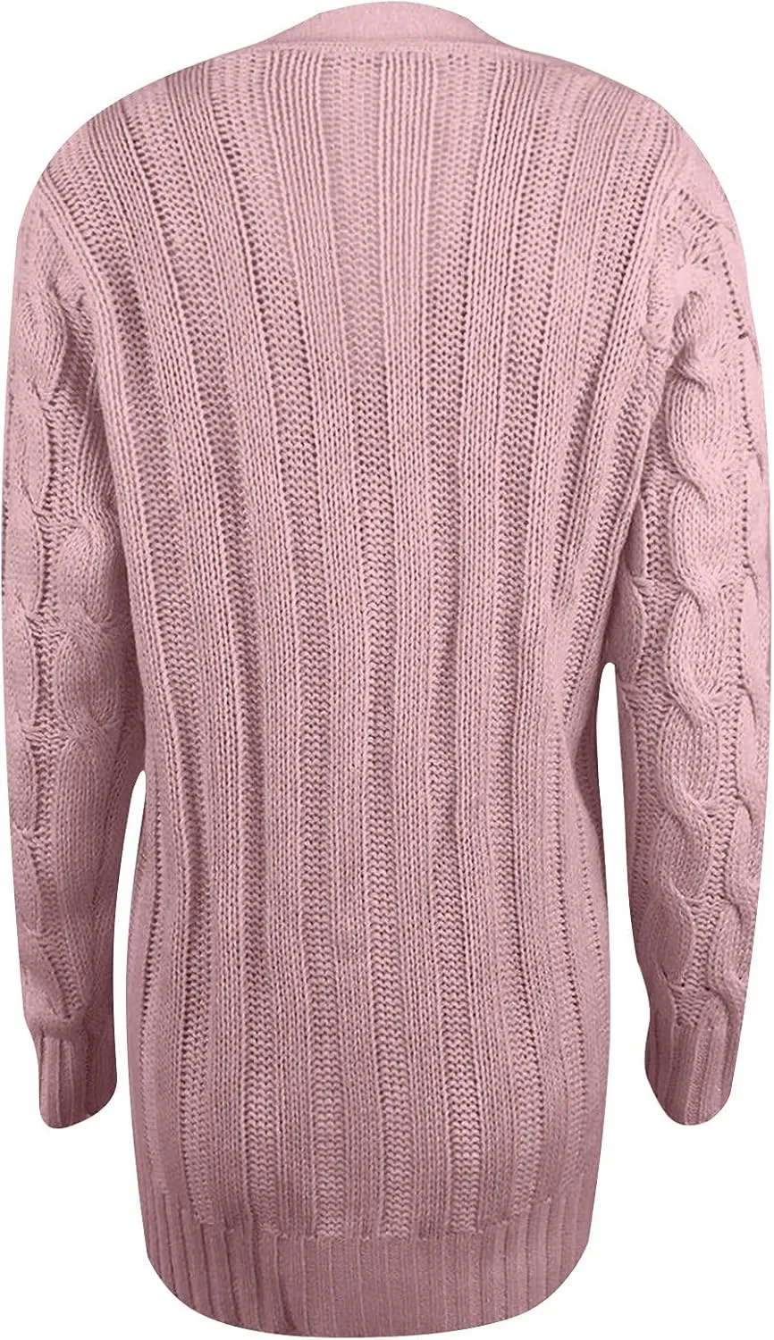 Cardigan Sweaters for Women,Button Down Cable Knit Sweater Open Front Cardigan Sweaters Fall Winter Outfits Outerwear