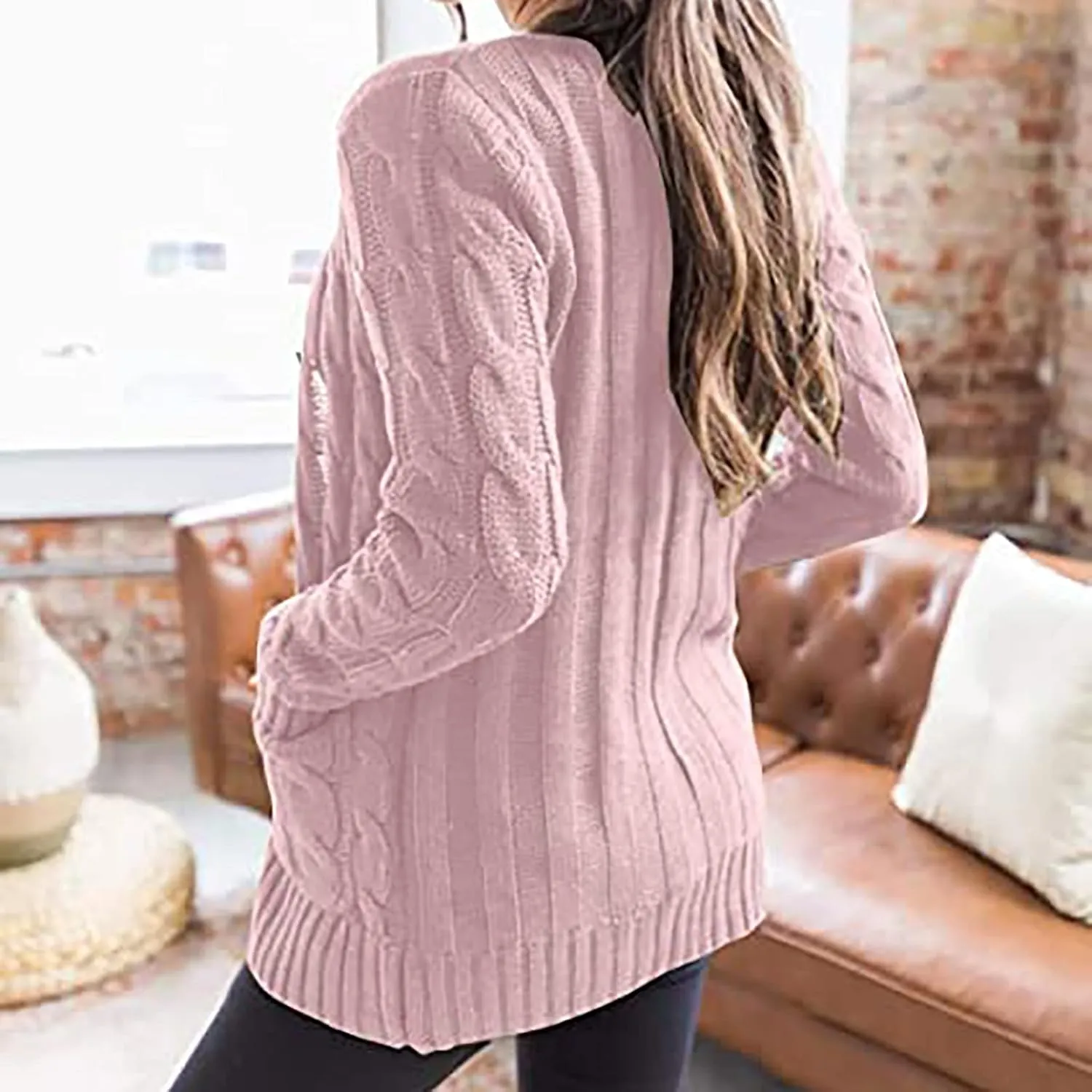 Cardigan Sweaters for Women,Button Down Cable Knit Sweater Open Front Cardigan Sweaters Fall Winter Outfits Outerwear