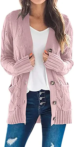 Cardigan Sweaters for Women,Button Down Cable Knit Sweater Open Front Cardigan Sweaters Fall Winter Outfits Outerwear