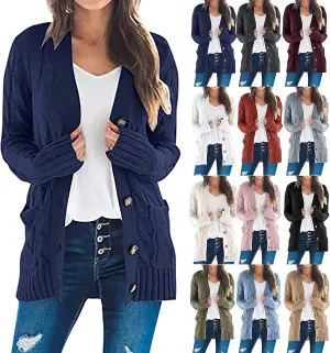 Cardigan Sweaters for Women,Button Down Cable Knit Sweater Open Front Cardigan Sweaters Fall Winter Outfits Outerwear
