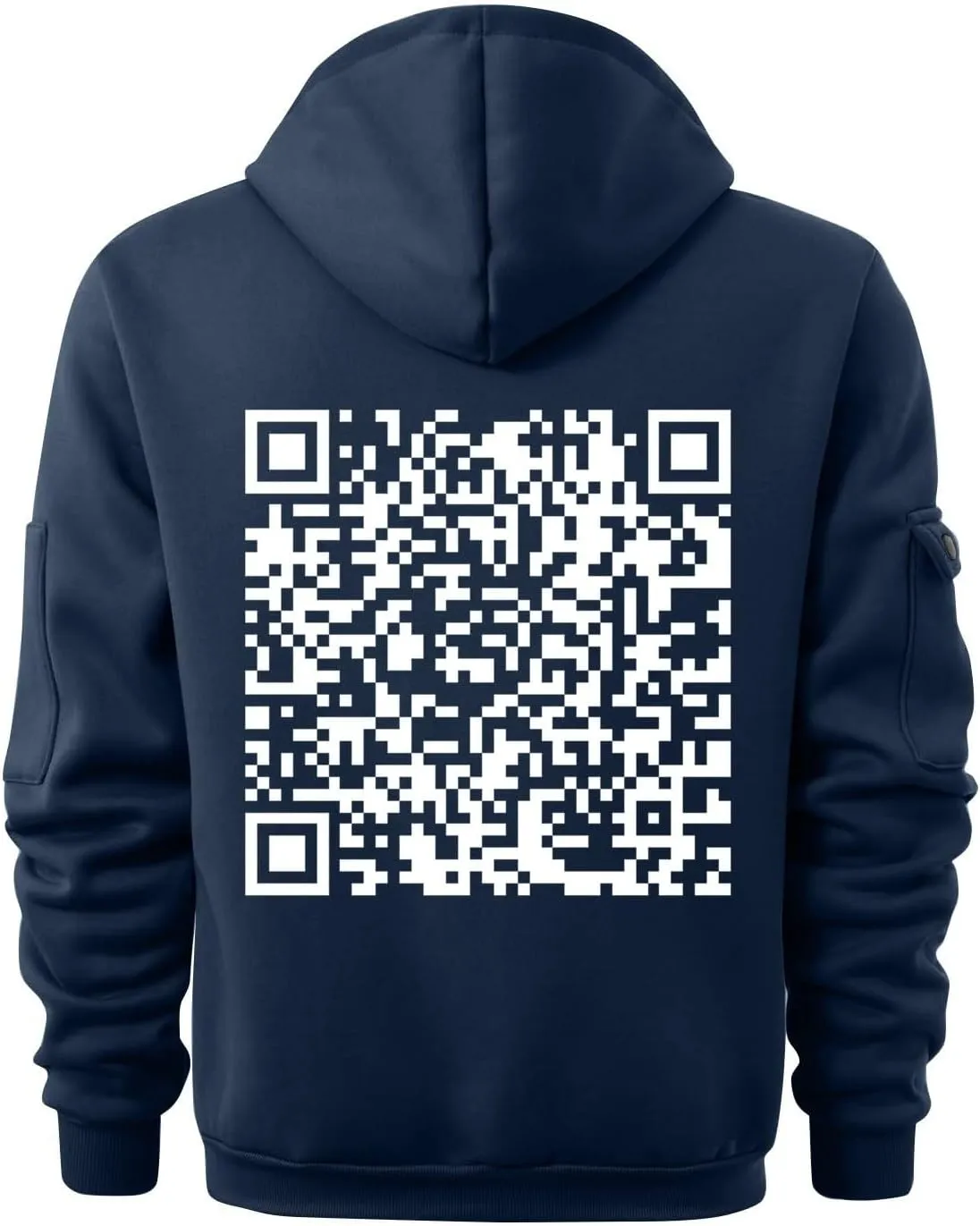 Casual Hoodies for Men Oversized Quarter Zip Pullover Tactical Hoodies QR Code Sweatshirts with Pockets