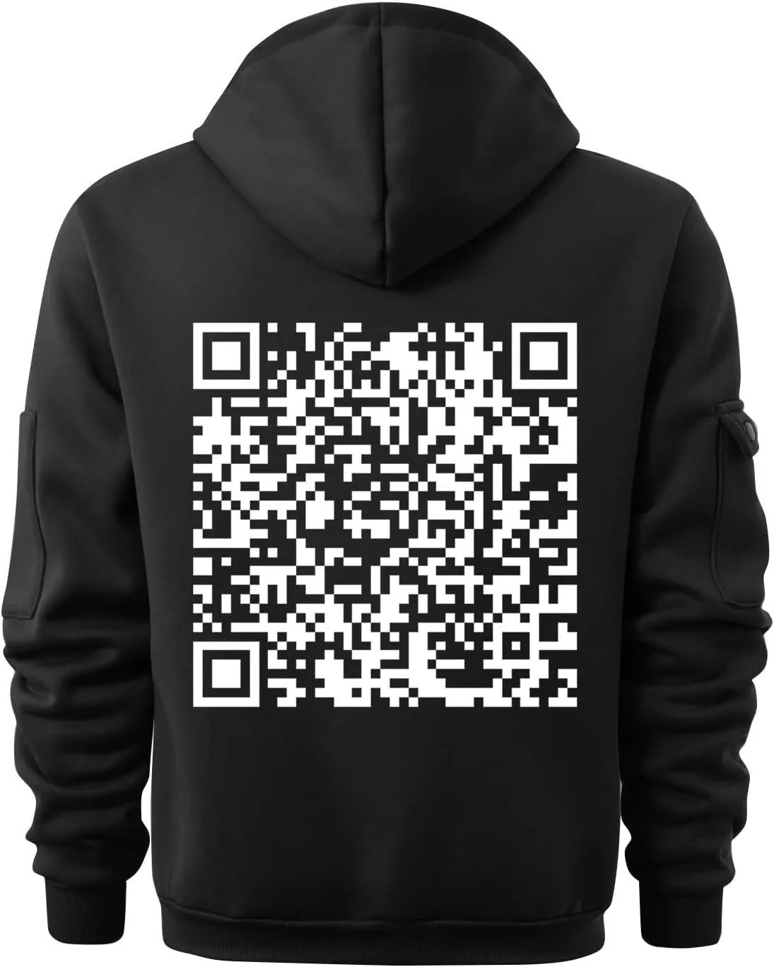 Casual Hoodies for Men Oversized Quarter Zip Pullover Tactical Hoodies QR Code Sweatshirts with Pockets
