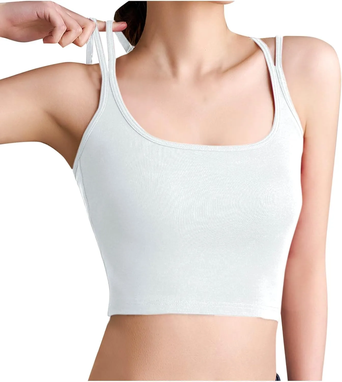 Compression Tank Tops for Women U Neck Double Strap U Neck Tanks 2025 Trending Soft Sleeveless Undershirts Outfit