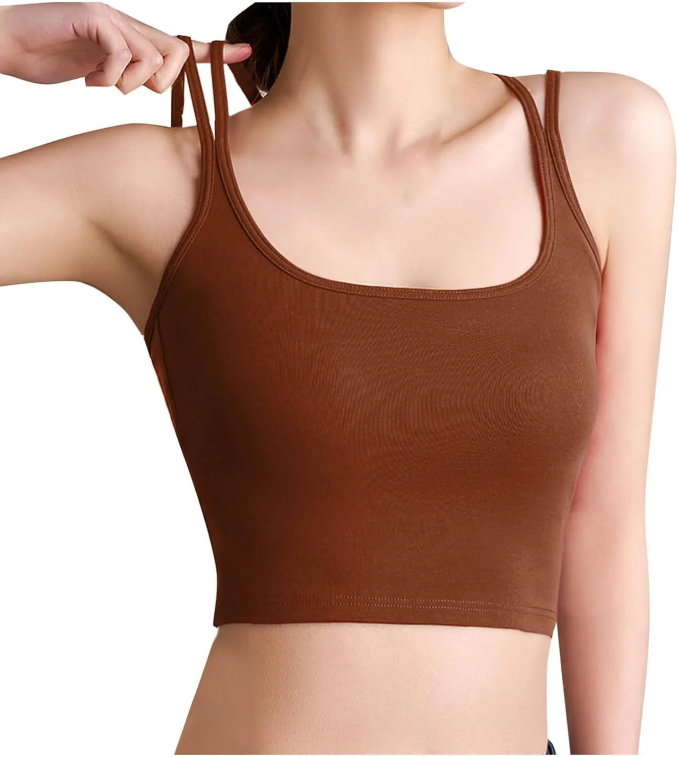 Compression Tank Tops for Women U Neck Double Strap U Neck Tanks 2025 Trending Soft Sleeveless Undershirts Outfit