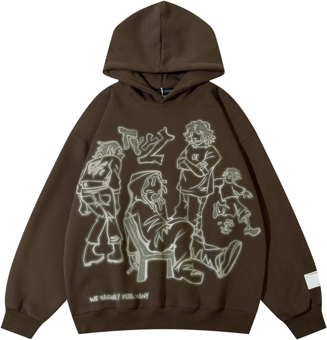 COOLMONAR Mens Cartoon Graphic Hoodies Streetwear Hooded Sweatshirt Pullover Hip Hop Fashion Y2K Hoodies Unisex