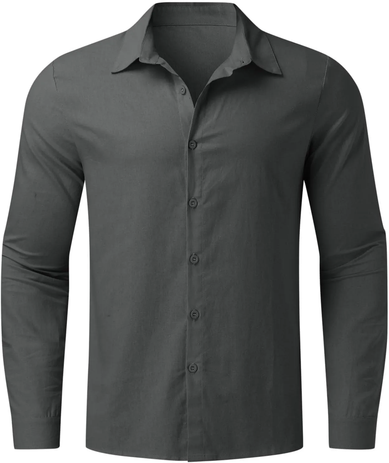 Cotton Linen Shirts for Men Long Sleeve Button Down Shirts Summer Beach Shirts Loose Fit Casual Shirts Vacation Tops