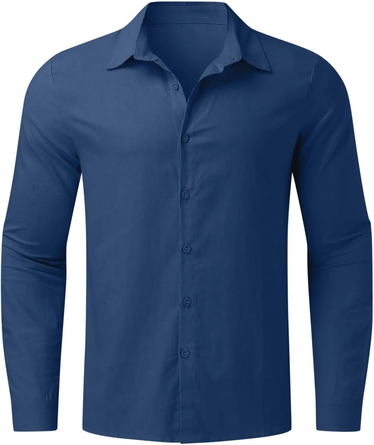 Cotton Linen Shirts for Men Long Sleeve Button Down Shirts Summer Beach Shirts Loose Fit Casual Shirts Vacation Tops