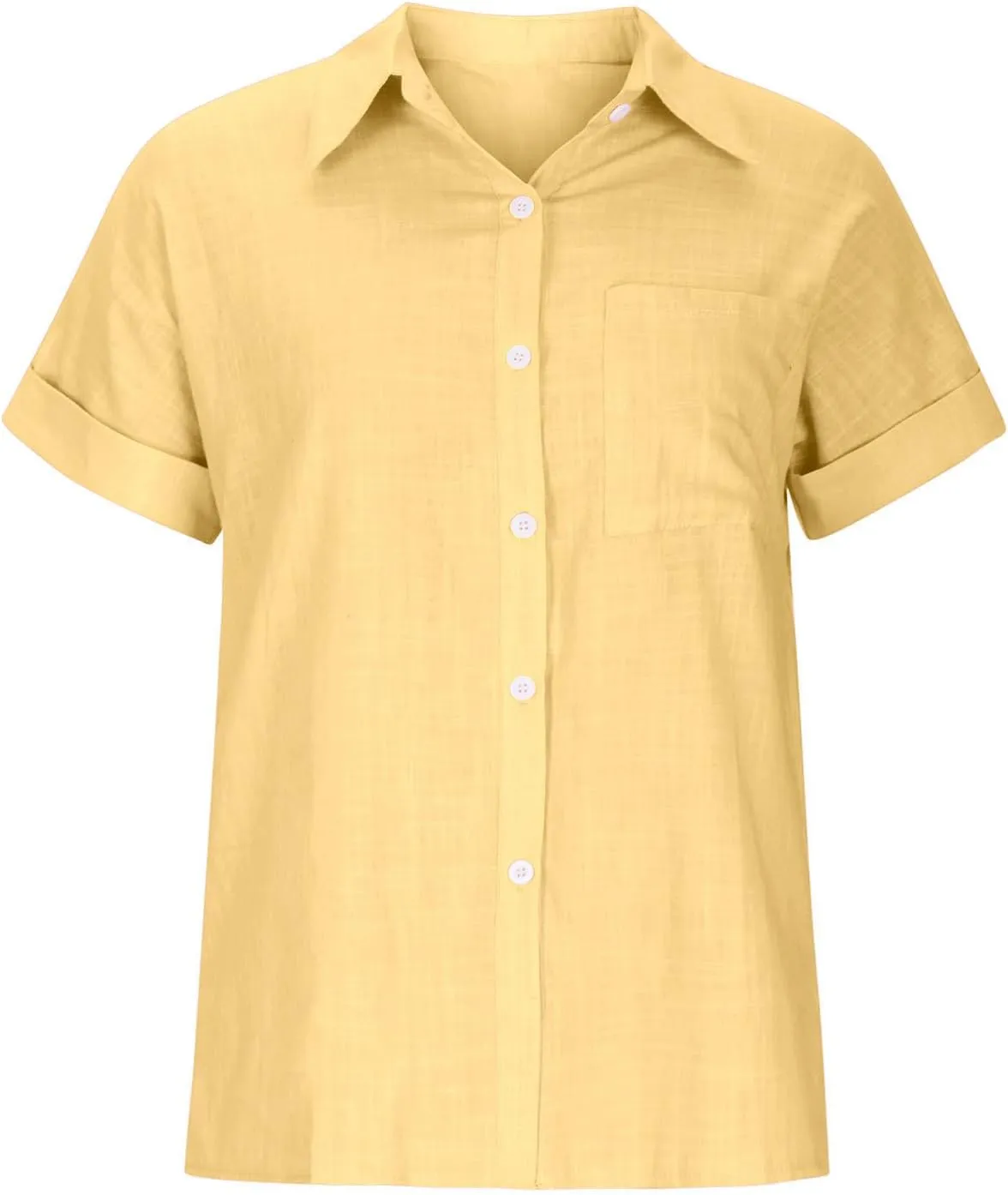 Cotton Linen Shirts for Women Short Sleeve Button Down Casual Loose Gauze Tops Ladies Summer Beach Blouse