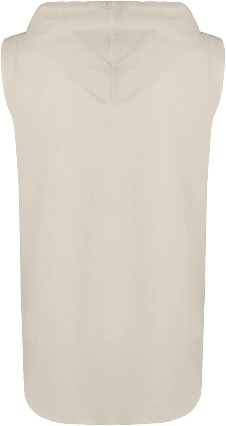 Cotton Linen Sleeveless Hoodies for Men Summer Casual Lightweight Button Down Drawstring Workout Hooded Tank Tops