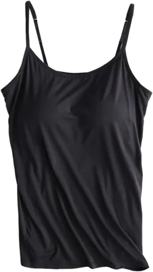 Cotton Shelf Bra Without Ring Cup Camisole Tops for Women Adjustable Spaghetti Strap Ballet Tank Summer Cami Shirt
