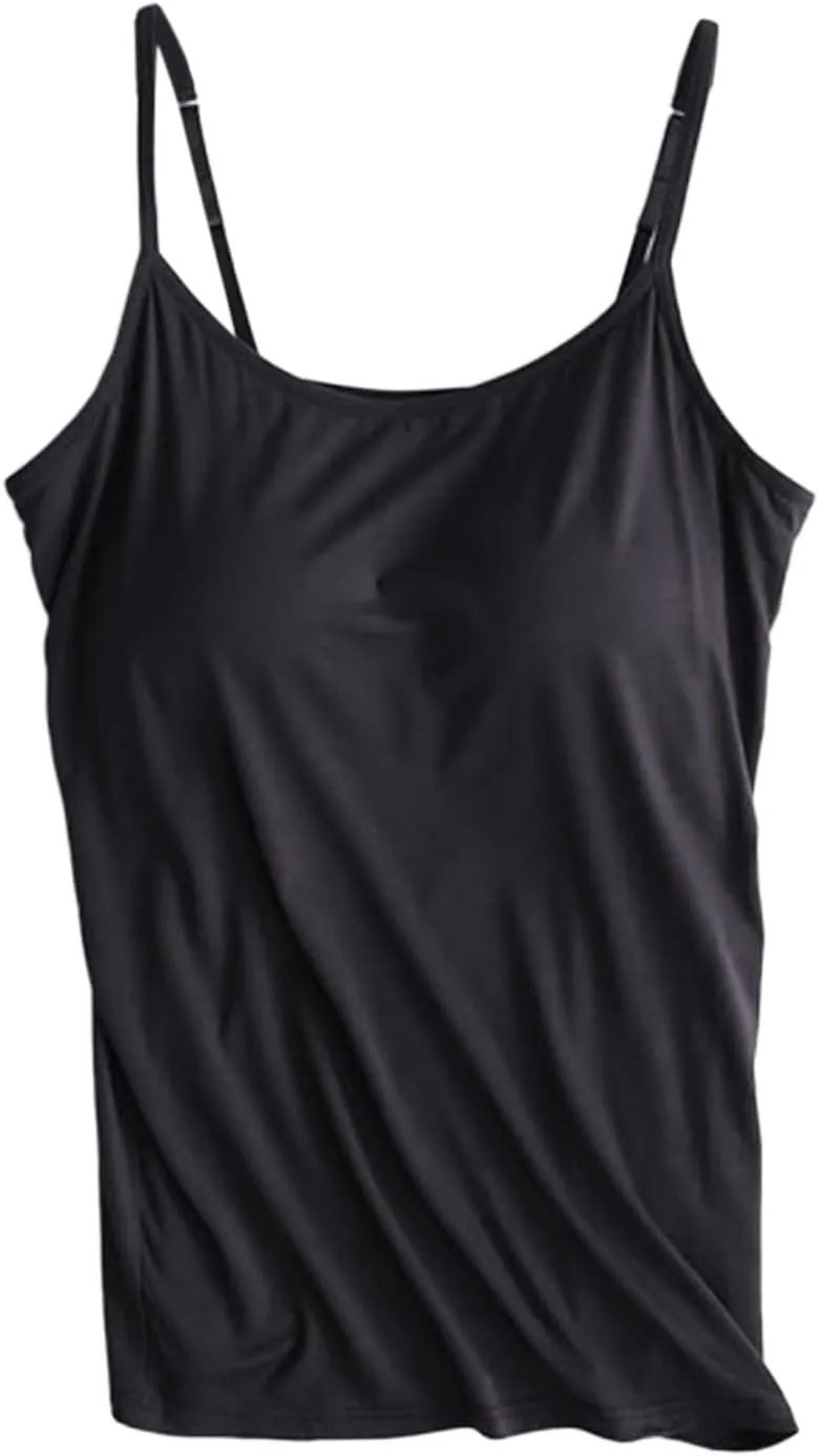 Cotton Shelf Bra Without Ring Cup Camisole Tops for Women Adjustable Spaghetti Strap Ballet Tank Summer Cami Shirt