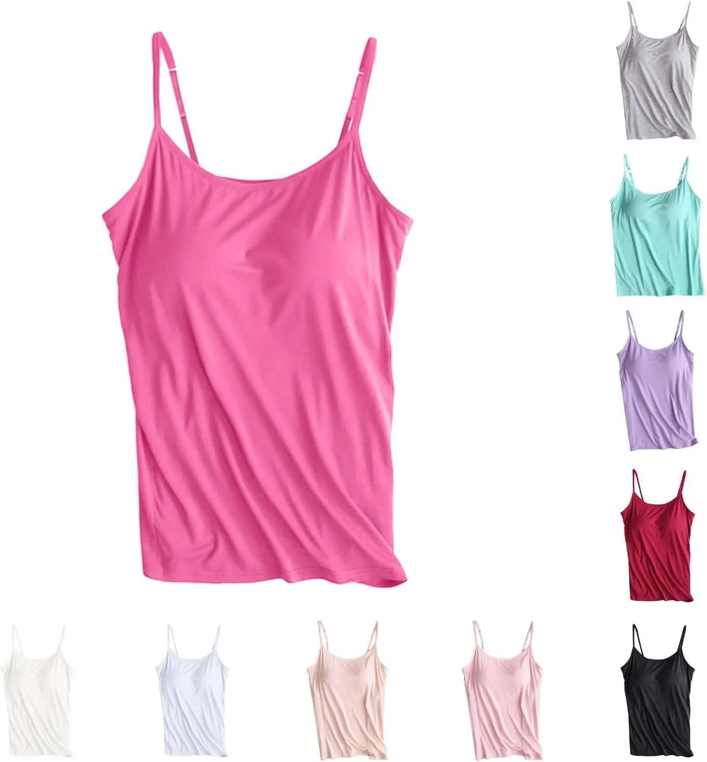 Cotton Shelf Bra Without Ring Cup Camisole Tops for Women Adjustable Spaghetti Strap Ballet Tank Summer Cami Shirt