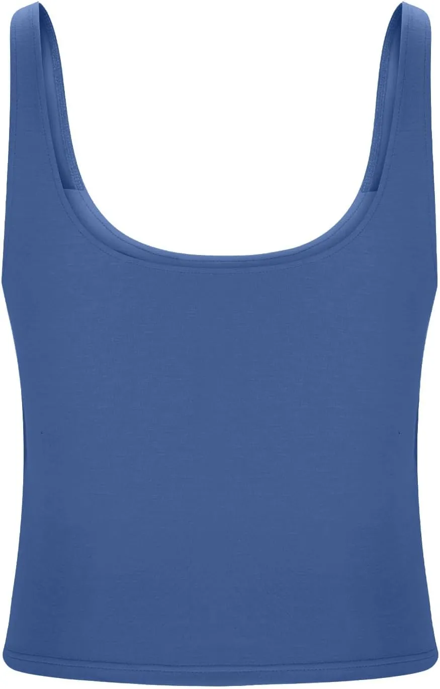 Cotton Tank Top with Built in Bra for Women, Seamless Muscle Athletic Yoga Tops Workout Shelf Bra Camisole Cami