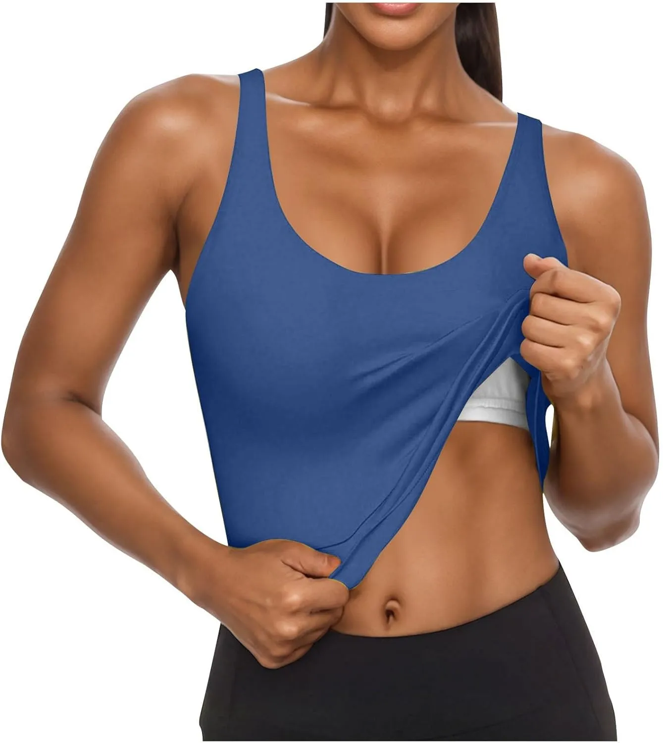 Cotton Tank Top with Built in Bra for Women, Seamless Muscle Athletic Yoga Tops Workout Shelf Bra Camisole Cami