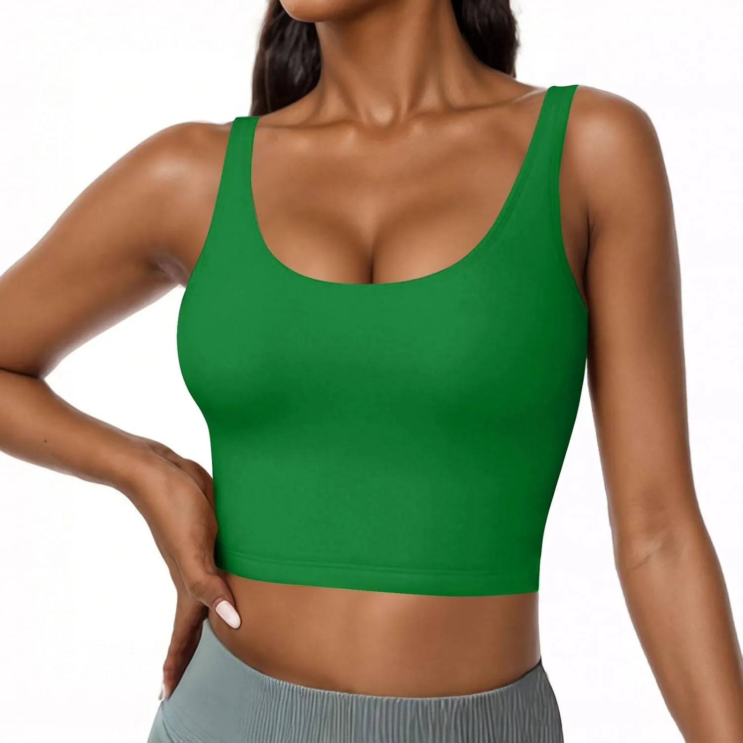 Cotton Tank Top with Built in Bra for Women, Seamless Muscle Athletic Yoga Tops Workout Shelf Bra Camisole Cami