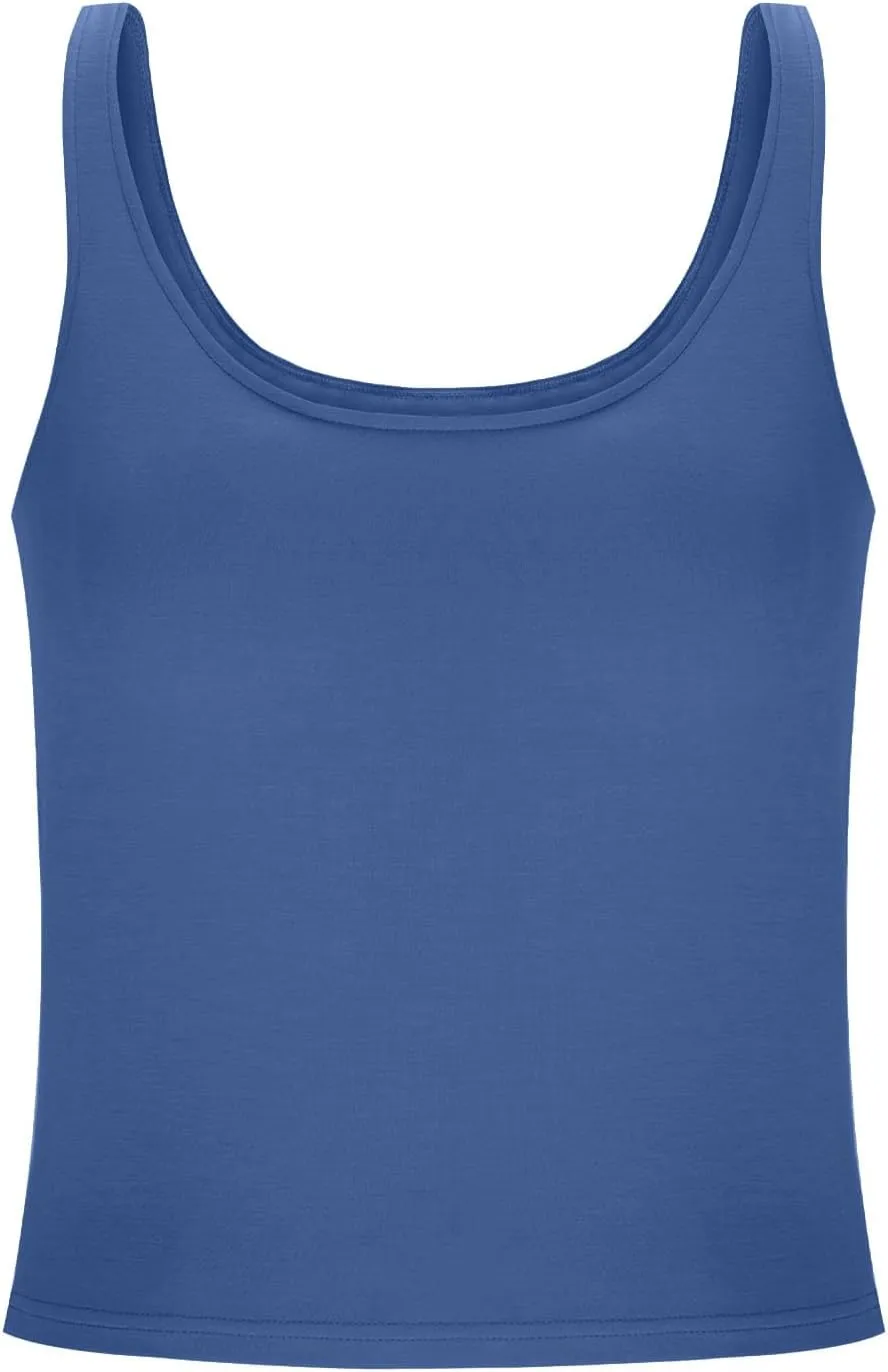Cotton Tank Top with Built in Bra for Women, Seamless Muscle Athletic Yoga Tops Workout Shelf Bra Camisole Cami