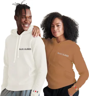 Custom Embroidered Matching Couple Hoodies - Personalized Couple Hoodies with Initial Heart & Anniversary Date