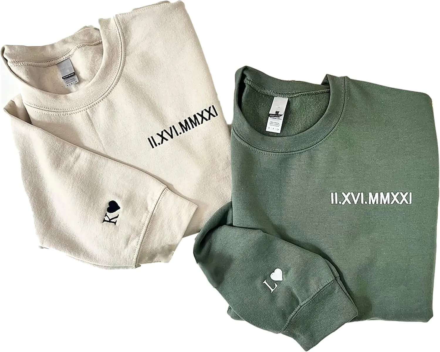 Custom Embroidered Roman Numeral Hoodies, Matching Hoodies for Couples, Custom Hoodies for Boyfriend with Initial Heart,Custom Embroidered Roman Numeral Sweatshirt, for Him Her