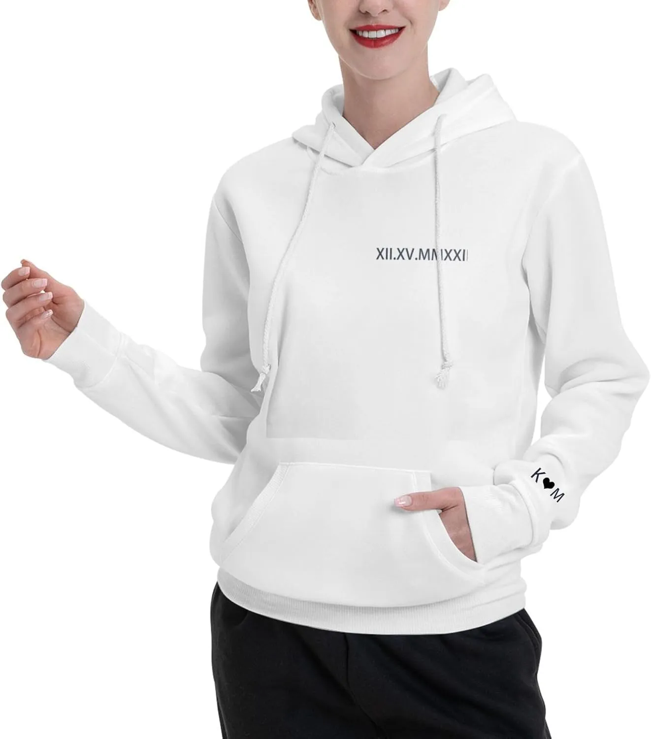 Custom Embroidered Roman Numeral Hoodies,Matching Hoodies For Couples,Custom Pet Face Hoodies Design Your Own