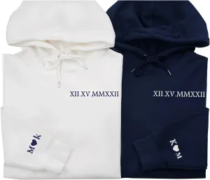 Custom Embroidered Roman Numeral Hoodies,Matching Hoodies For Couples,Custom Pet Face Hoodies Design Your Own